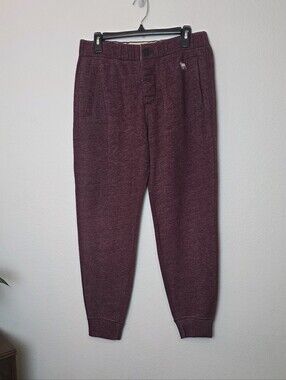 ABERCROMBIE & FITCH Men's Red Fleece Lined Jogger Sweatpants Pockets Lounge Sz S